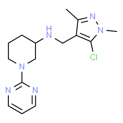 ChemSpider 2D Image | N-[(5-Chloro-1,3-dimethyl-1H-pyrazol-4-yl)methyl]-1-(2-pyrimidinyl)-3-piperidinamine | C15H21ClN6