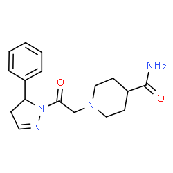 ChemSpider 2D Image | 1-[2-Oxo-2-(5-phenyl-4,5-dihydro-1H-pyrazol-1-yl)ethyl]-4-piperidinecarboxamide | C17H22N4O2