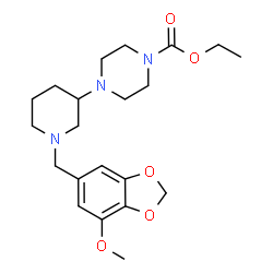 ChemSpider 2D Image | Ethyl 4-{1-[(7-methoxy-1,3-benzodioxol-5-yl)methyl]-3-piperidinyl}-1-piperazinecarboxylate | C21H31N3O5