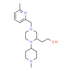 ChemSpider 2D Image | 2-{1-(1-Methyl-4-piperidinyl)-4-[(6-methyl-2-pyridinyl)methyl]-2-piperazinyl}ethanol | C19H32N4O