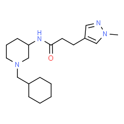 ChemSpider 2D Image | N-[1-(Cyclohexylmethyl)-3-piperidinyl]-3-(1-methyl-1H-pyrazol-4-yl)propanamide | C19H32N4O
