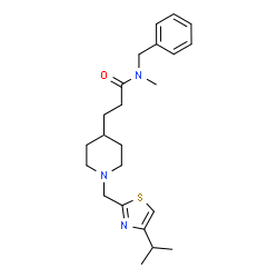 ChemSpider 2D Image | N-Benzyl-3-{1-[(4-isopropyl-1,3-thiazol-2-yl)methyl]-4-piperidinyl}-N-methylpropanamide | C23H33N3OS
