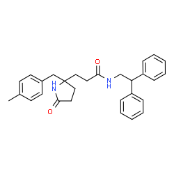 ChemSpider 2D Image | N-(2,2-Diphenylethyl)-3-[2-(4-methylbenzyl)-5-oxo-2-pyrrolidinyl]propanamide | C29H32N2O2