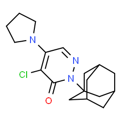 ChemSpider 2D Image | 2-Adamantan-1-yl-4-chloro-5-pyrrolidin-1-yl-2H-pyridazin-3-one | C18H24ClN3O