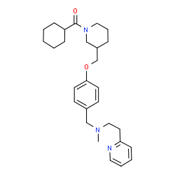 ChemSpider 2D Image | Cyclohexyl(3-{[4-({methyl[2-(2-pyridinyl)ethyl]amino}methyl)phenoxy]methyl}-1-piperidinyl)methanone | C28H39N3O2