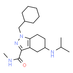 ChemSpider 2D Image | 1-(Cyclohexylmethyl)-5-(isopropylamino)-N-methyl-4,5,6,7-tetrahydro-1H-indazole-3-carboxamide | C19H32N4O