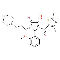 ChemSpider 2D Image | 4-[(2,4-Dimethyl-1,3-thiazol-5-yl)carbonyl]-3-hydroxy-5-(2-methoxyphenyl)-1-[3-(4-morpholinyl)propyl]-1,5-dihydro-2H-pyrrol-2-one | C24H29N3O5S