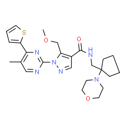 ChemSpider 2D Image | 5-(Methoxymethyl)-1-[5-methyl-4-(2-thienyl)-2-pyrimidinyl]-N-{[1-(4-morpholinyl)cyclopentyl]methyl}-1H-pyrazole-4-carboxamide | C25H32N6O3S
