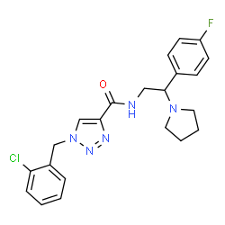 ChemSpider 2D Image | 1-(2-Chlorobenzyl)-N-[2-(4-fluorophenyl)-2-(1-pyrrolidinyl)ethyl]-1H-1,2,3-triazole-4-carboxamide | C22H23ClFN5O