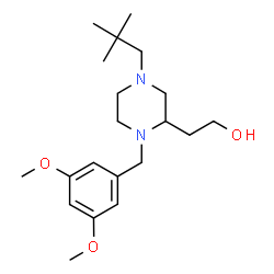ChemSpider 2D Image | 2-[1-(3,5-Dimethoxybenzyl)-4-(2,2-dimethylpropyl)-2-piperazinyl]ethanol | C20H34N2O3