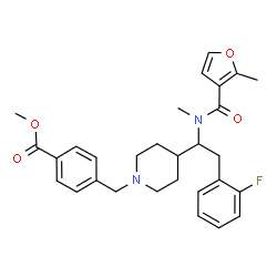ChemSpider 2D Image | Methyl 4-[(4-{2-(2-fluorophenyl)-1-[methyl(2-methyl-3-furoyl)amino]ethyl}-1-piperidinyl)methyl]benzoate | C29H33FN2O4