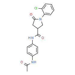 ChemSpider 2D Image | N-(4-Acetamidophenyl)-1-(2-chlorophenyl)-5-oxo-3-pyrrolidinecarboxamide | C19H18ClN3O3