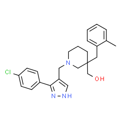 ChemSpider 2D Image | [1-{[3-(4-Chlorophenyl)-1H-pyrazol-4-yl]methyl}-3-(2-methylbenzyl)-3-piperidinyl]methanol | C24H28ClN3O