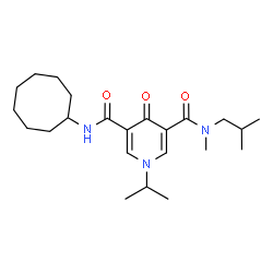 ChemSpider 2D Image | N'-Cyclooctyl-N-isobutyl-1-isopropyl-N-methyl-4-oxo-1,4-dihydro-3,5-pyridinedicarboxamide | C23H37N3O3