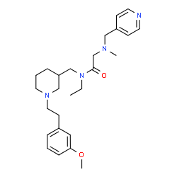 ChemSpider 2D Image | N-Ethyl-N-({1-[2-(3-methoxyphenyl)ethyl]-3-piperidinyl}methyl)-N~2~-methyl-N~2~-(4-pyridinylmethyl)glycinamide | C26H38N4O2