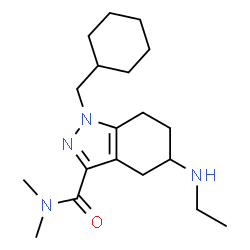 ChemSpider 2D Image | 1-(Cyclohexylmethyl)-5-(ethylamino)-N,N-dimethyl-4,5,6,7-tetrahydro-1H-indazole-3-carboxamide | C19H32N4O