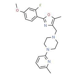 ChemSpider 2D Image | 1-{[2-(2-Fluoro-4-methoxyphenyl)-5-methyl-1,3-oxazol-4-yl]methyl}-4-(6-methyl-2-pyridinyl)piperazine | C22H25FN4O2