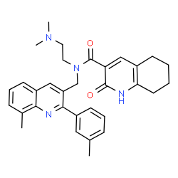 ChemSpider 2D Image | N-[2-(Dimethylamino)ethyl]-N-{[8-methyl-2-(3-methylphenyl)-3-quinolinyl]methyl}-2-oxo-1,2,5,6,7,8-hexahydro-3-quinolinecarboxamide | C32H36N4O2