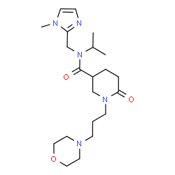 ChemSpider 2D Image | N-Isopropyl-N-[(1-methyl-1H-imidazol-2-yl)methyl]-1-[3-(4-morpholinyl)propyl]-6-oxo-3-piperidinecarboxamide | C21H35N5O3