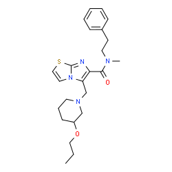 ChemSpider 2D Image | N-Methyl-N-(2-phenylethyl)-5-[(3-propoxy-1-piperidinyl)methyl]imidazo[2,1-b][1,3]thiazole-6-carboxamide | C24H32N4O2S