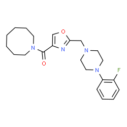 ChemSpider 2D Image | 1-Azocanyl(2-{[4-(2-fluorophenyl)-1-piperazinyl]methyl}-1,3-oxazol-4-yl)methanone | C22H29FN4O2