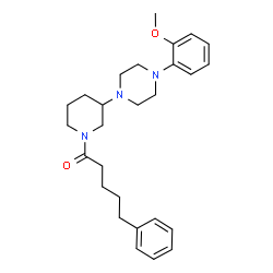 ChemSpider 2D Image | 1-{3-[4-(2-Methoxyphenyl)-1-piperazinyl]-1-piperidinyl}-5-phenyl-1-pentanone | C27H37N3O2