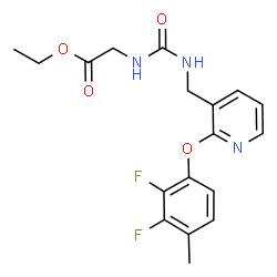 ChemSpider 2D Image | Ethyl N-({[2-(2,3-difluoro-4-methylphenoxy)-3-pyridinyl]methyl}carbamoyl)glycinate | C18H19F2N3O4