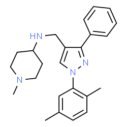 ChemSpider 2D Image | N-{[1-(2,5-Dimethylphenyl)-3-phenyl-1H-pyrazol-4-yl]methyl}-1-methyl-4-piperidinamine | C24H30N4
