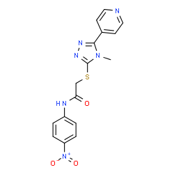 ChemSpider 2D Image | 2-{[4-Methyl-5-(4-pyridinyl)-4H-1,2,4-triazol-3-yl]sulfanyl}-N-(4-nitrophenyl)acetamide | C16H14N6O3S
