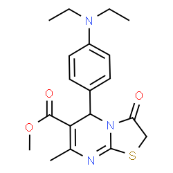 ChemSpider 2D Image | Methyl 5-[4-(diethylamino)phenyl]-7-methyl-3-oxo-2,3-dihydro-5H-[1,3]thiazolo[3,2-a]pyrimidine-6-carboxylate | C19H23N3O3S