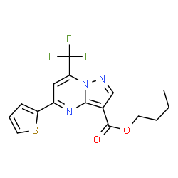 ChemSpider 2D Image | Butyl 5-(2-thienyl)-7-(trifluoromethyl)pyrazolo[1,5-a]pyrimidine-3-carboxylate | C16H14F3N3O2S
