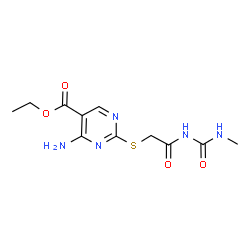 ChemSpider 2D Image | ethyl 4-amino-2-[2-(methylcarbamoylamino)-2-oxo-ethyl]sulfanyl-pyrimidine-5-carboxylate | C11H15N5O4S