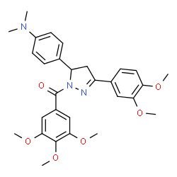 ChemSpider 2D Image | {3-(3,4-Dimethoxyphenyl)-5-[4-(dimethylamino)phenyl]-4,5-dihydro-1H-pyrazol-1-yl}(3,4,5-trimethoxyphenyl)methanone | C29H33N3O6