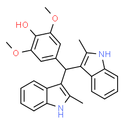 ChemSpider 2D Image | 4-(bis(2-methyl-1H-indol-3-yl)methyl)-2,6-dimethoxyphenol | C27H26N2O3