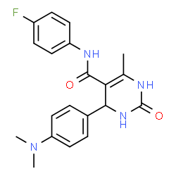 ChemSpider 2D Image | 4-[4-(Dimethylamino)phenyl]-N-(4-fluorophenyl)-6-methyl-2-oxo-1,2,3,4-tetrahydro-5-pyrimidinecarboxamide | C20H21FN4O2