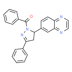 ChemSpider 2D Image | Phenyl[3-phenyl-5-(6-quinoxalinyl)-4,5-dihydro-1H-pyrazol-1-yl]methanone | C24H18N4O