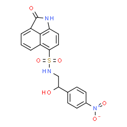 ChemSpider 2D Image | N-[2-Hydroxy-2-(4-nitrophenyl)ethyl]-2-oxo-1,2-dihydrobenzo[cd]indole-6-sulfonamide | C19H15N3O6S