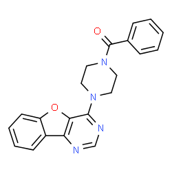 ChemSpider 2D Image | [4-([1]Benzofuro[3,2-d]pyrimidin-4-yl)-1-piperazinyl](phenyl)methanone | C21H18N4O2