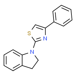 ChemSpider 2D Image | 1-(4-Phenyl-1,3-thiazol-2-yl)indoline | C17H14N2S