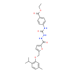 ChemSpider 2D Image | Ethyl 4-{[(2-{5-[(2-isopropyl-5-methylphenoxy)methyl]-2-furoyl}hydrazino)carbonyl]amino}benzoate | C26H29N3O6