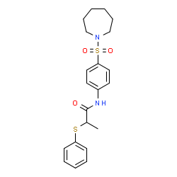 ChemSpider 2D Image | N-[4-(1-Azepanylsulfonyl)phenyl]-2-(phenylsulfanyl)propanamide | C21H26N2O3S2