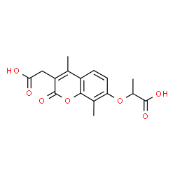 ChemSpider 2D Image | 2-{[3-(Carboxymethyl)-4,8-dimethyl-2-oxo-2H-chromen-7-yl]oxy}propanoic acid | C16H16O7