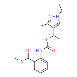 ChemSpider 2D Image | Methyl 2-({[1-(1-ethyl-3-methyl-1H-pyrazol-4-yl)ethyl]carbamoyl}amino)benzoate | C17H22N4O3