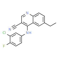ChemSpider 2D Image | 4-[(3-Chloro-4-fluorophenyl)amino]-6-ethyl-3-quinolinecarbonitrile | C18H13ClFN3