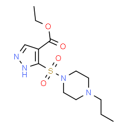 ChemSpider 2D Image | Ethyl 5-[(4-propyl-1-piperazinyl)sulfonyl]-1H-pyrazole-4-carboxylate | C13H22N4O4S