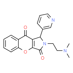 ChemSpider 2D Image | 2-[2-(Dimethylamino)ethyl]-1-(3-pyridinyl)-1,2-dihydrochromeno[2,3-c]pyrrole-3,9-dione | C20H19N3O3