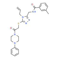ChemSpider 2D Image | N-[(4-Allyl-5-{[2-oxo-2-(4-phenyl-1-piperazinyl)ethyl]sulfanyl}-4H-1,2,4-triazol-3-yl)methyl]-3-methylbenzamide | C26H30N6O2S