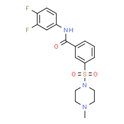 ChemSpider 2D Image | N-(3,4-Difluorophenyl)-3-[(4-methyl-1-piperazinyl)sulfonyl]benzamide | C18H19F2N3O3S