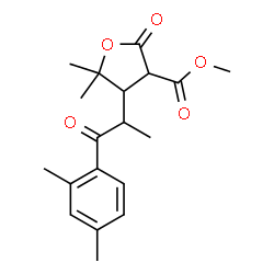 ChemSpider 2D Image | Methyl 4-[1-(2,4-dimethylphenyl)-1-oxo-2-propanyl]-5,5-dimethyl-2-oxotetrahydro-3-furancarboxylate | C19H24O5