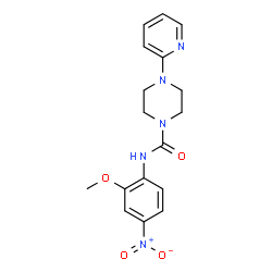 ChemSpider 2D Image | N-(2-Methoxy-4-nitrophenyl)-4-(2-pyridinyl)-1-piperazinecarboxamide | C17H19N5O4
